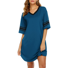 Women's Cotton V-Neck Short Sleeve Sleep Top - side view