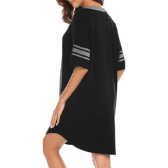 Women's Cotton V-Neck Short Sleeve Sleep Top - flat lay