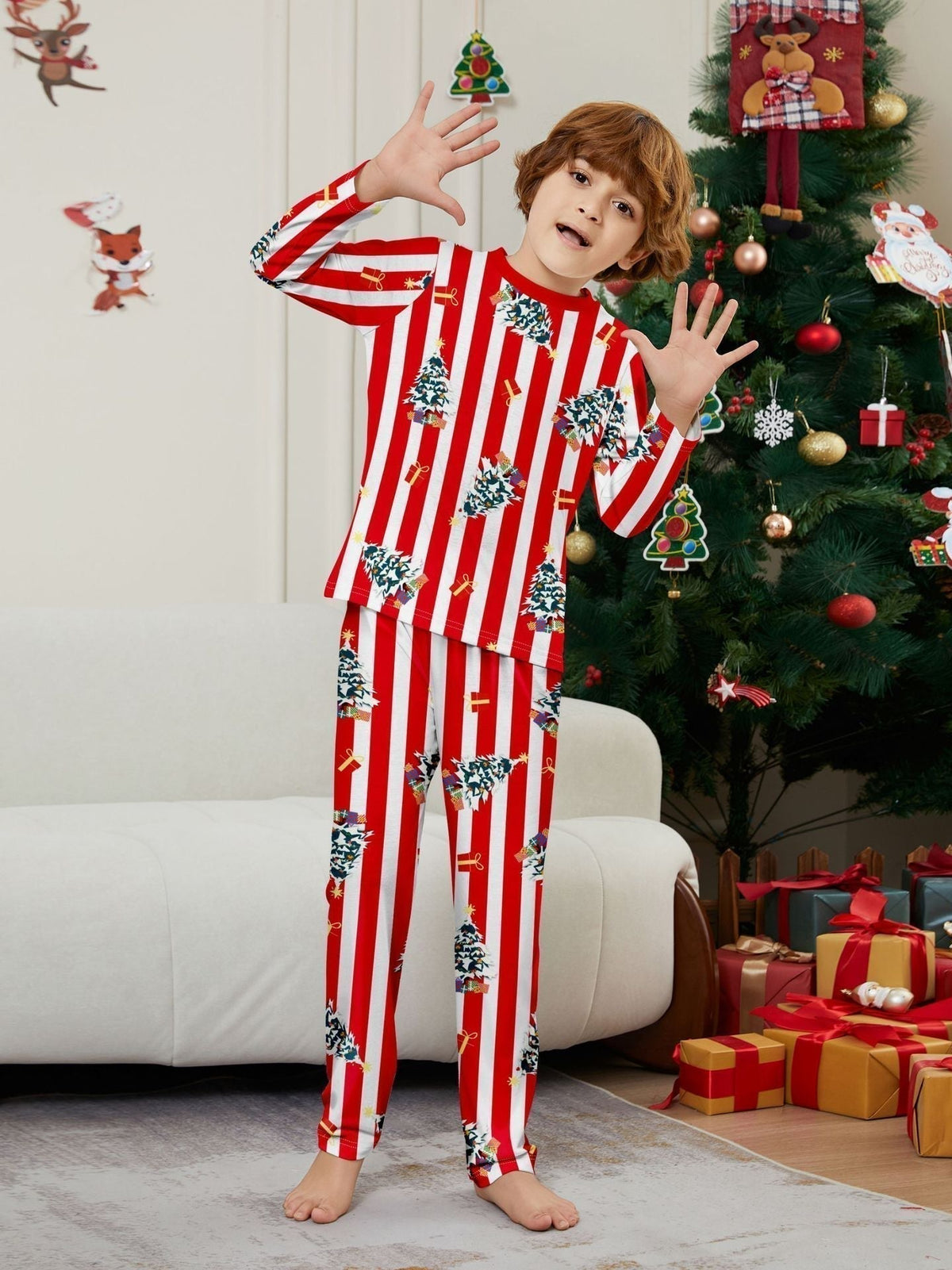Family Striped Print Matching Pajamas - back view