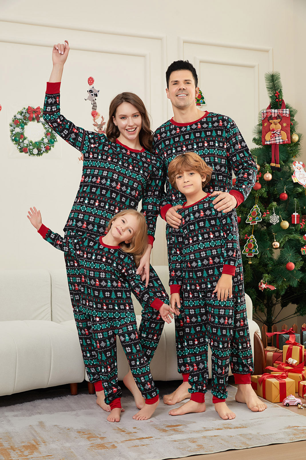 Christmas Tree Snowflake Family Pajama Set - front view