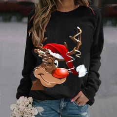 Women's Xmas Wine Cup Long-Sleeve Sweater - front view