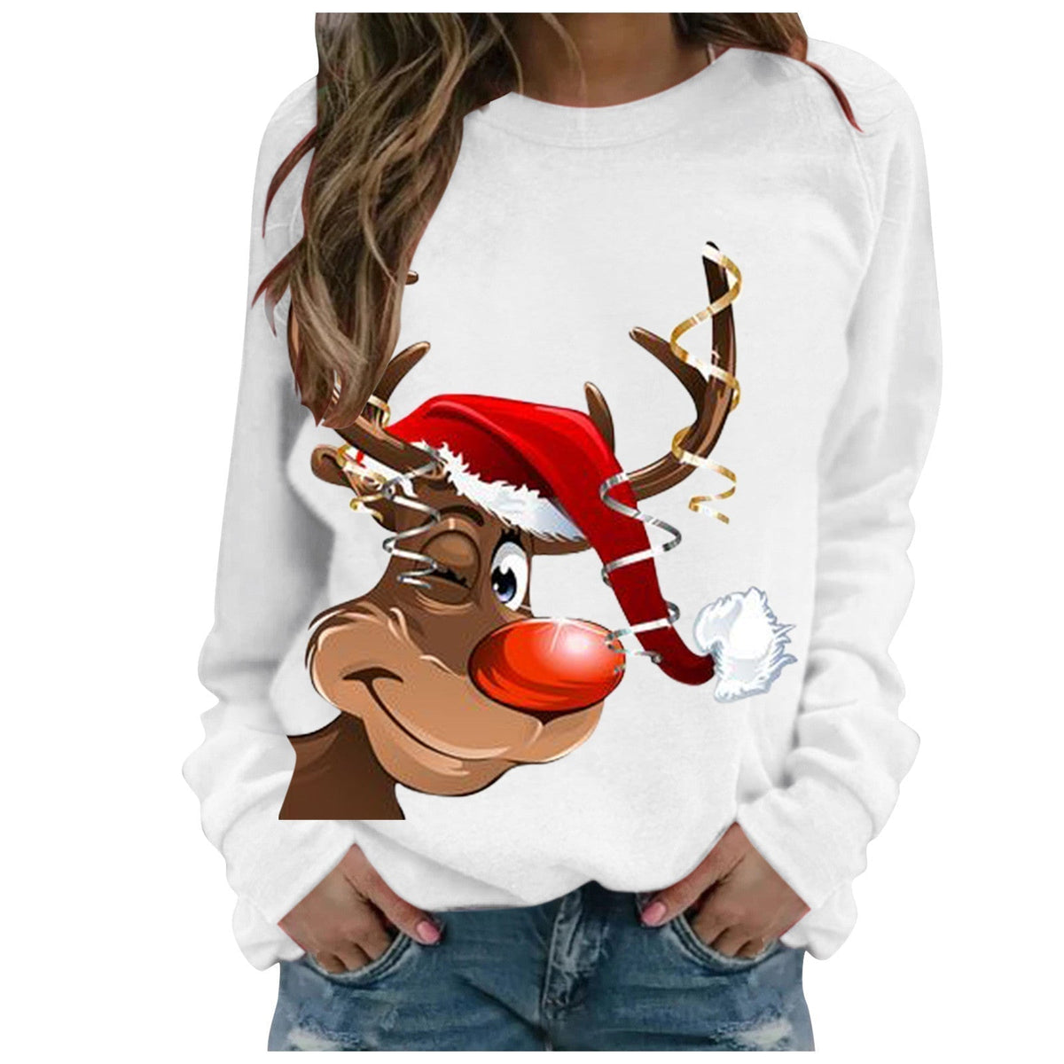 Women's Xmas Wine Cup Long-Sleeve Sweater - back view