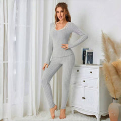 Women's Long-Sleeve Crew Neck Pajama Set - front view