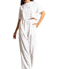 Women's Crop Top Cotton Pajama Set - lifestyle shot
