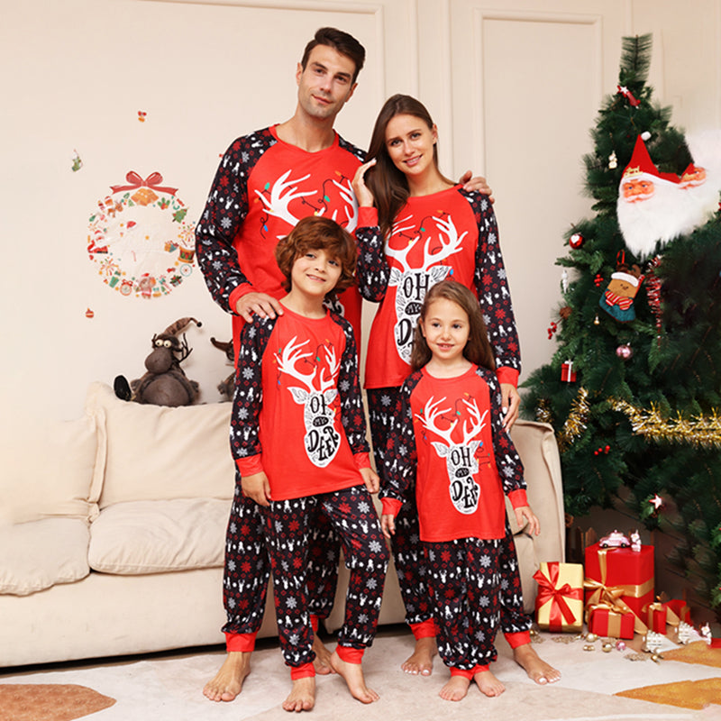 Christmas Deer Print Family Pajamas - model wearing