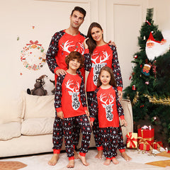 Christmas Deer Print Family Pajamas - model wearing