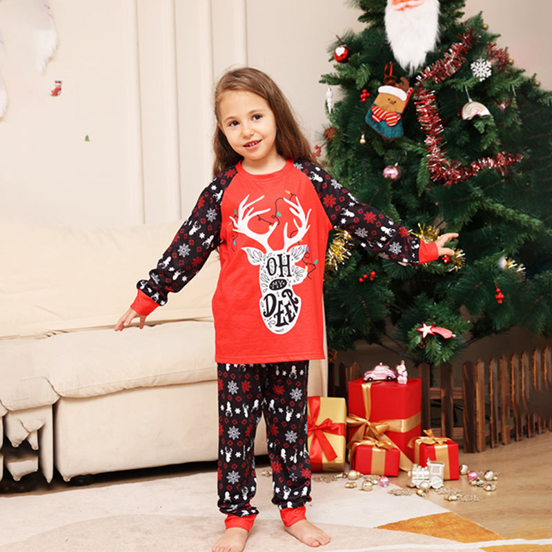 Christmas Deer Print Family Pajamas - side view