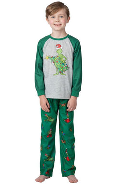 Boys' Dragon Print Pajamas - model wearing