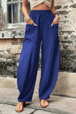 Drawstring Wide-Leg Palazzo Pants - front view