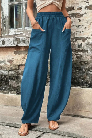 Drawstring Wide-Leg Palazzo Pants - back view