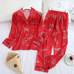 Women's Feather Silk Pajama Set - front view