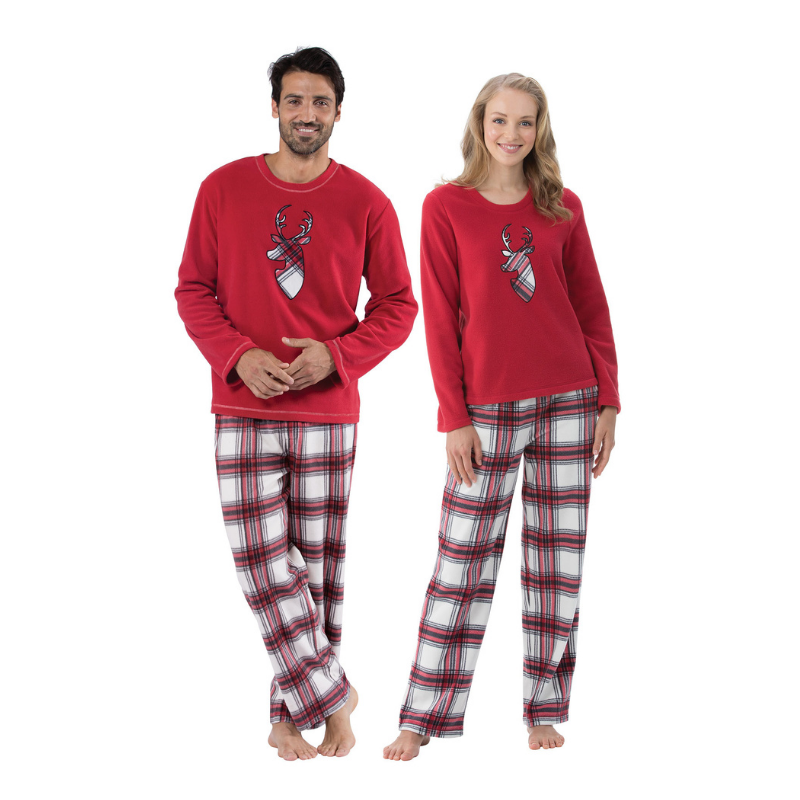 Fireside Fleece Couple Matching Pajamas - front view