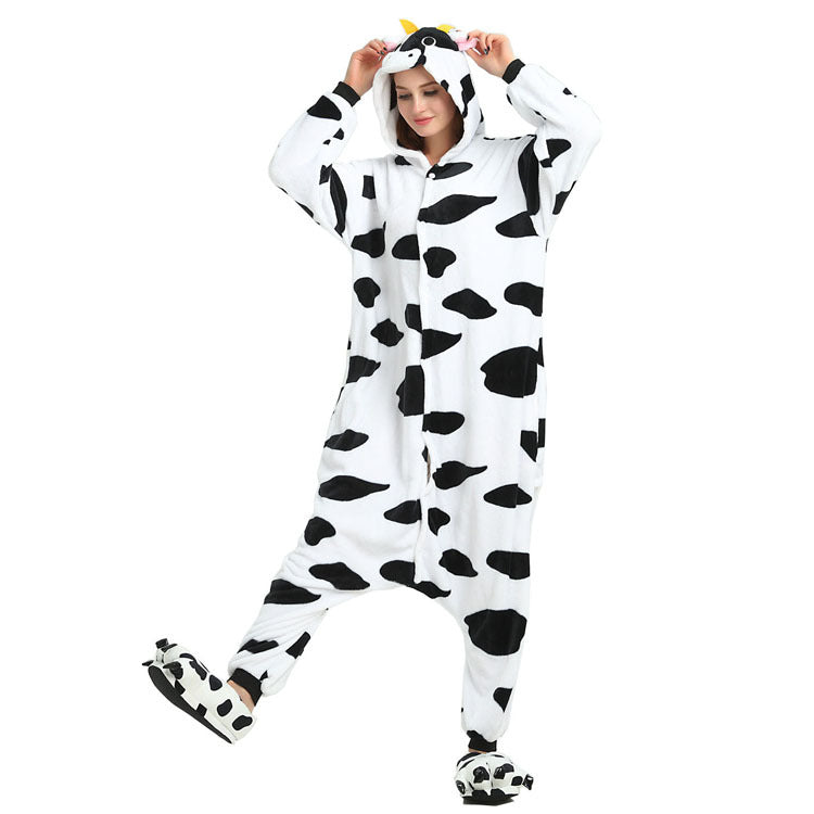 Flannel Cow One-Piece Winter Pajama Set - back view