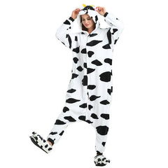 Flannel Cow One-Piece Winter Pajama Set - back view