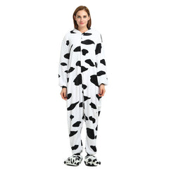 Flannel Cow One-Piece Winter Pajama Set - side view