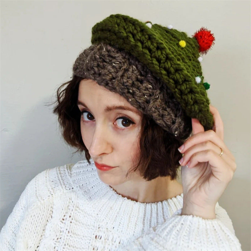 Hand-Crochet Christmas Tree Hat - front view