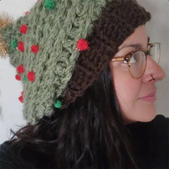 Hand-Crochet Christmas Tree Hat - back view