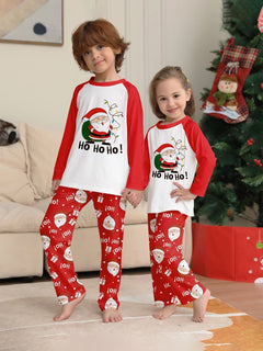 Red & White Santa Family Pajama Set - fabric detail