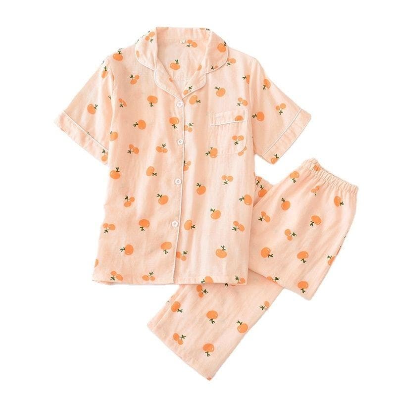 Women's Fruit Print Pajama Set - front view