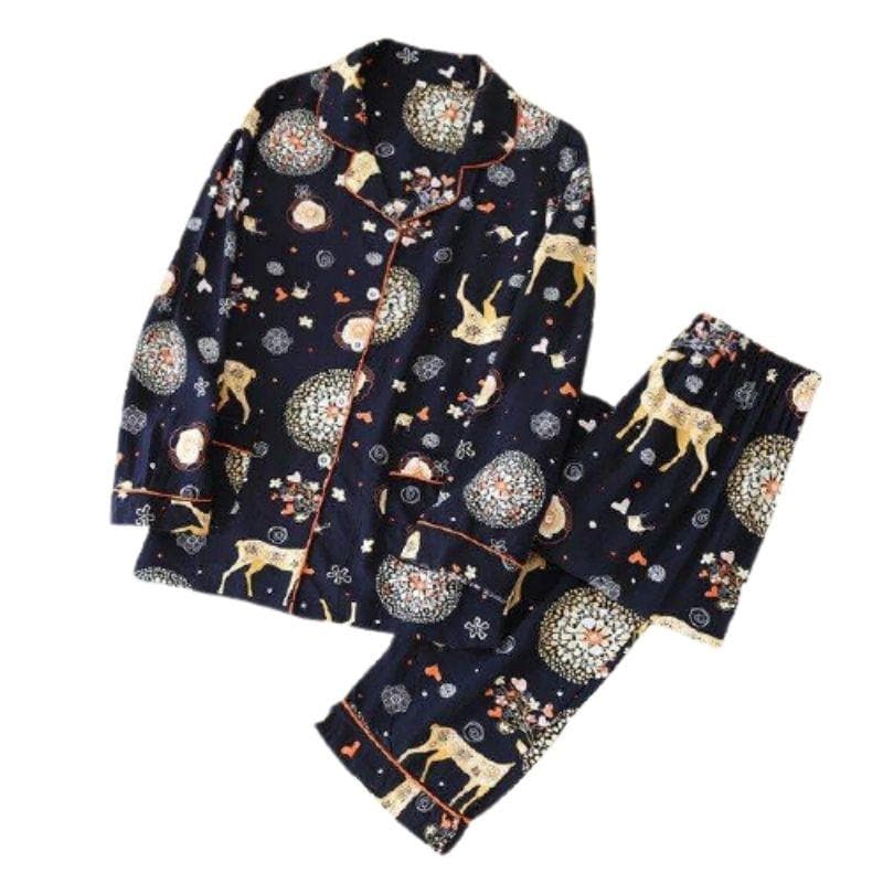 Women's Christmas Print Pant Set - front view