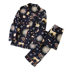 Women's Christmas Print Pant Set - front view