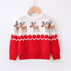 Girls' Reindeer Snowflake Christmas Ugly Sweater - front view