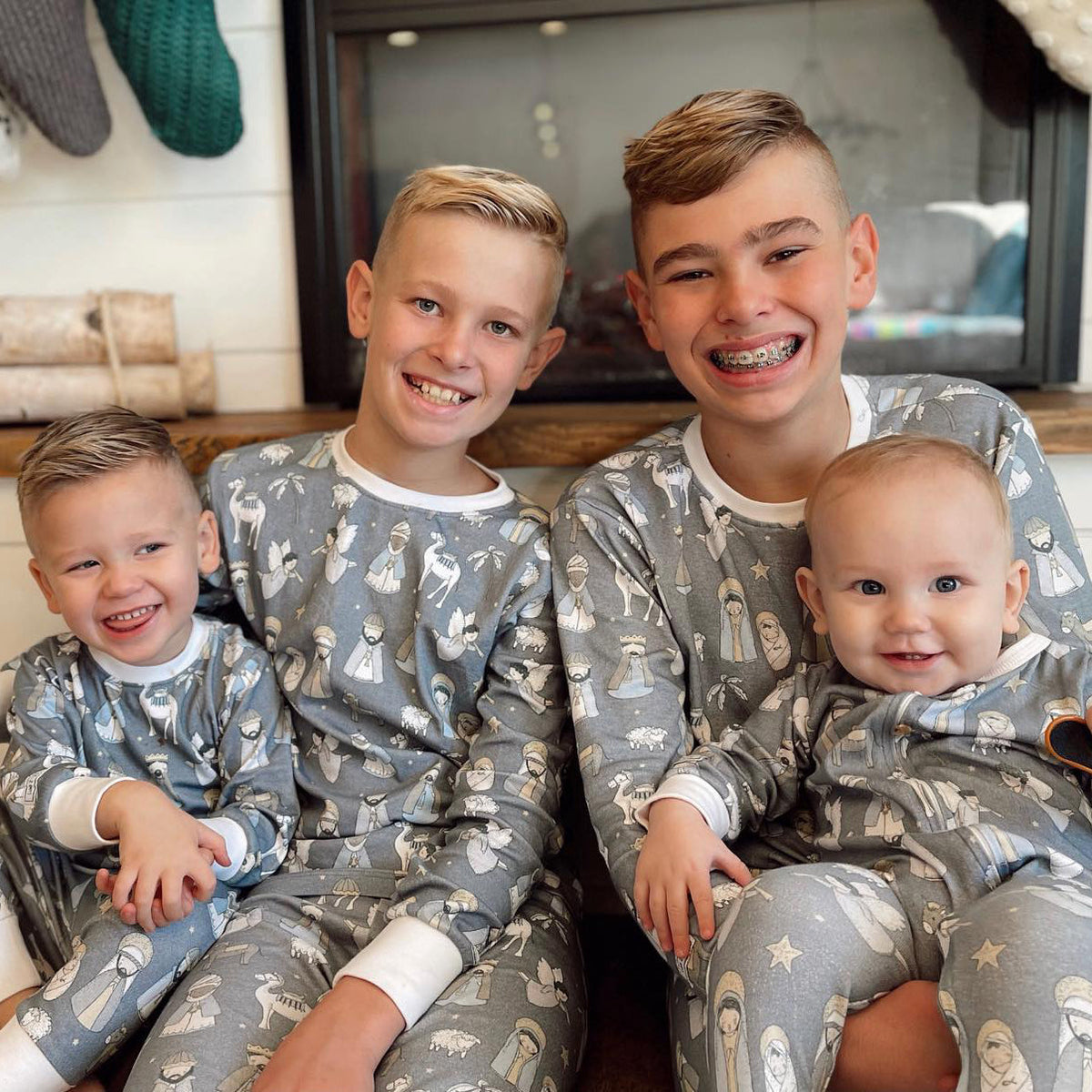 Grey and White Family Christmas Matching Pajamas - front view