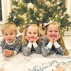 Grey and White Family Christmas Matching Pajamas - fabric detail