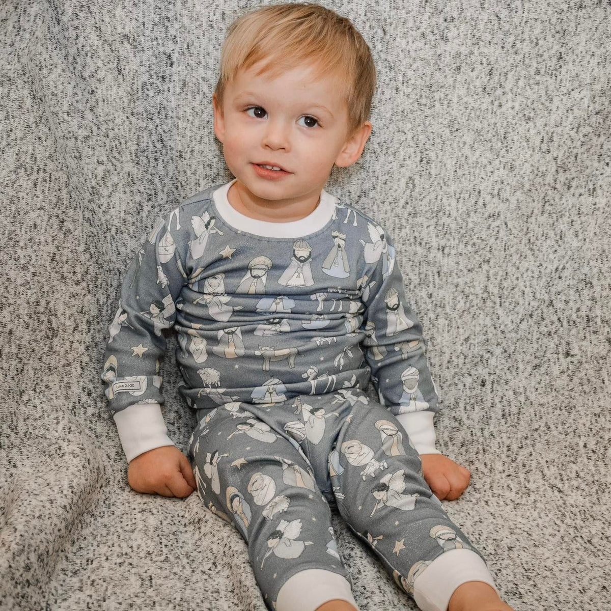 Grey and White Family Christmas Matching Pajamas - back view