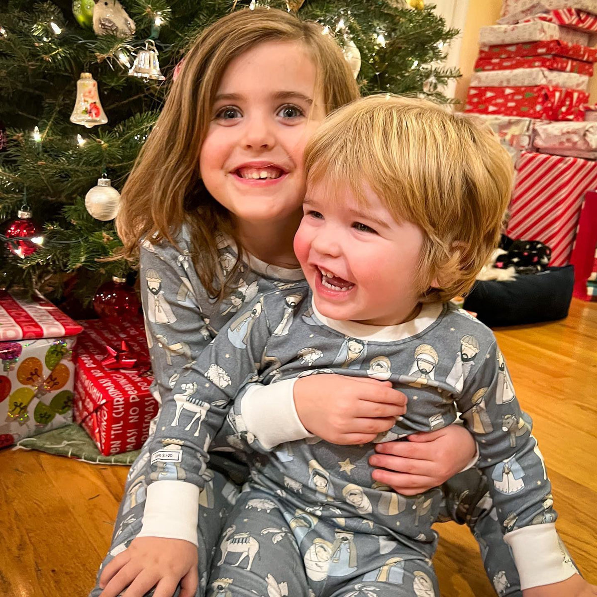 Grey and White Family Christmas Matching Pajamas - side view