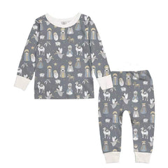 Grey and White Family Christmas Matching Pajamas - flat lay