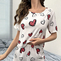 Women's Heart Print Shorts Set - back view