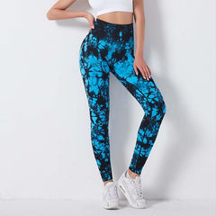 Women's High-Waist Seamless Tie-Dye Leggings - back view