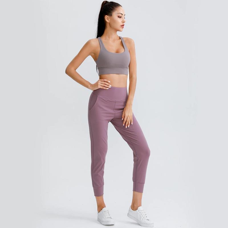 Women's High-Waist Loose Joggers with Pockets - front view