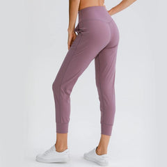 Women's High-Waist Loose Joggers with Pockets - fabric detail