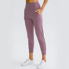 Women's High-Waist Loose Joggers with Pockets - front view