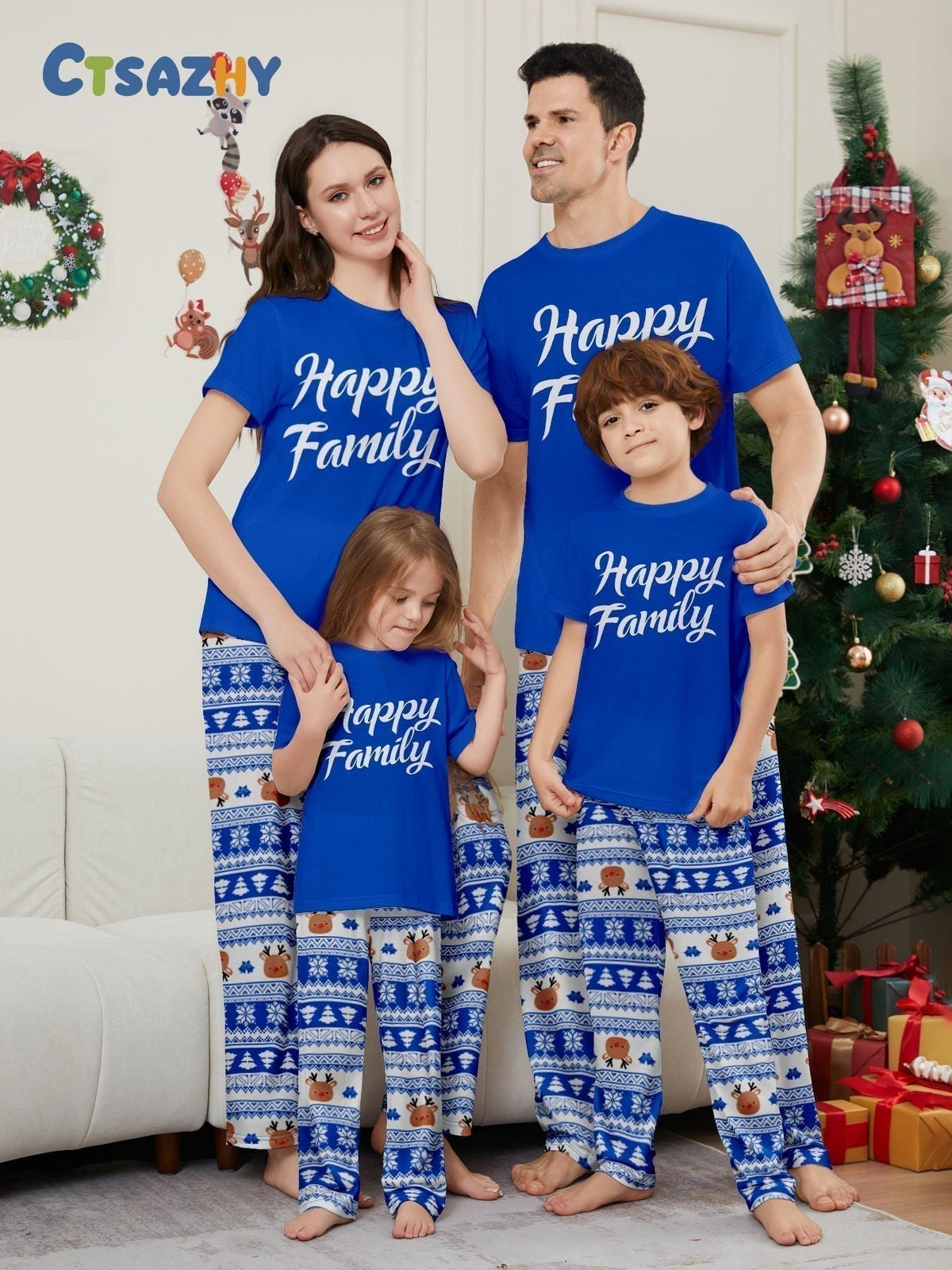 Family Happy Christmas Matching Pajama Set - back view