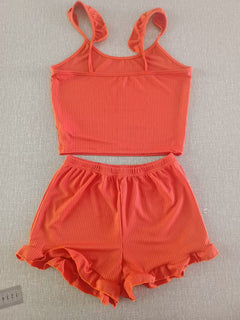Women's Lace Suspenders Shorts Set - close-up detail