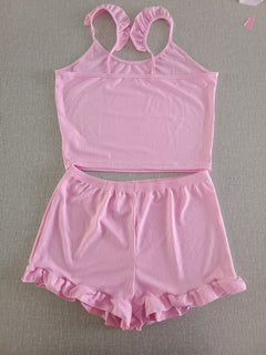 Women's Lace Suspenders Shorts Set - lifestyle shot