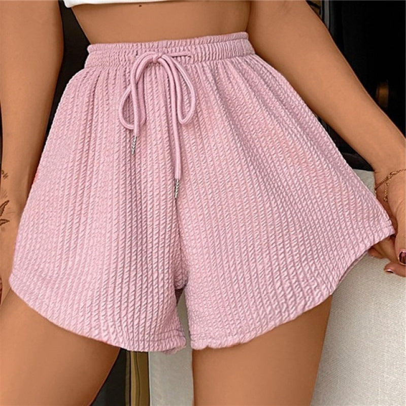 Women's Lace-Up High-Waisted A-Line Shorts - front view