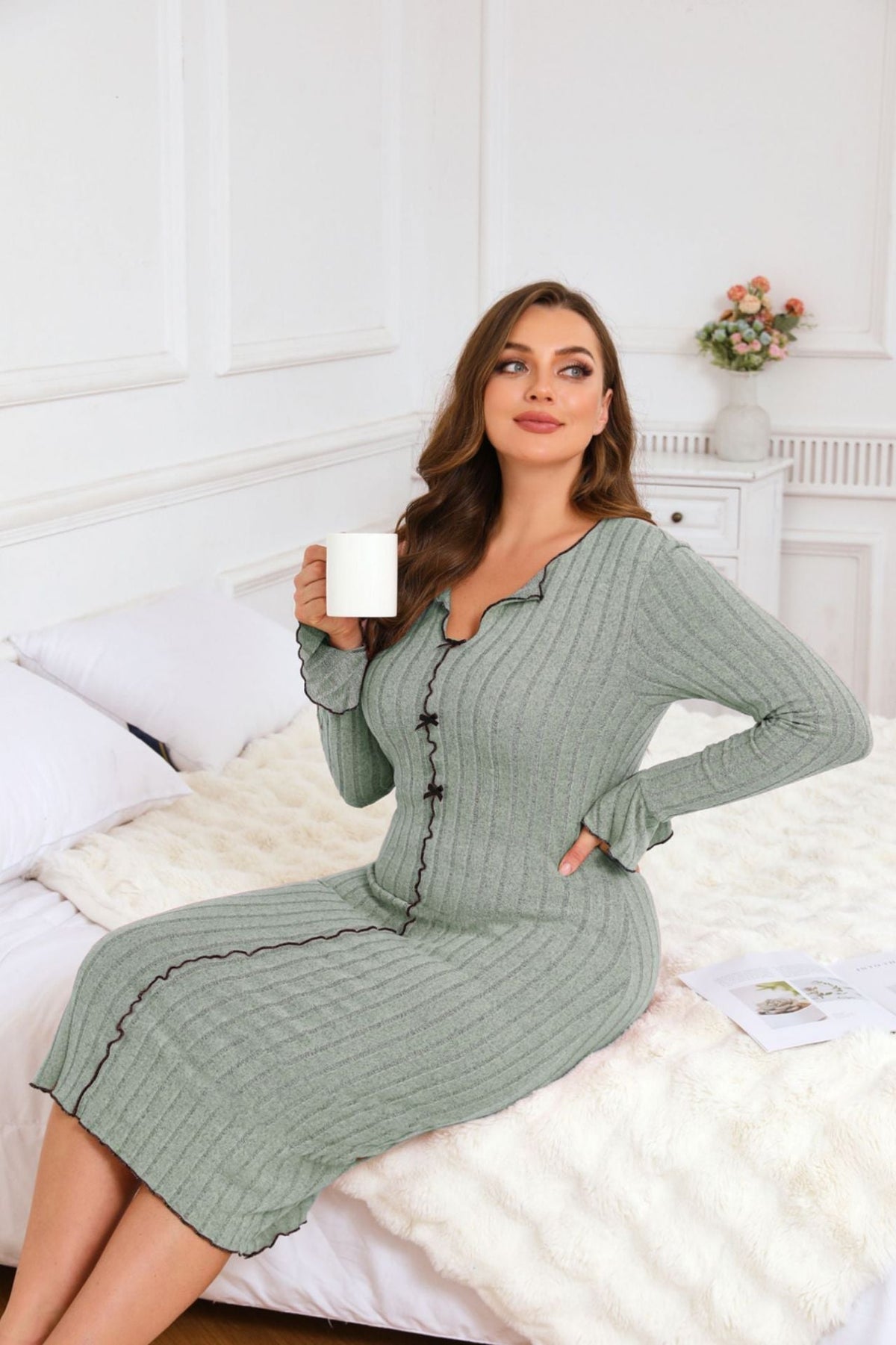 Women's Winter Sleepwear Set - fabric detail