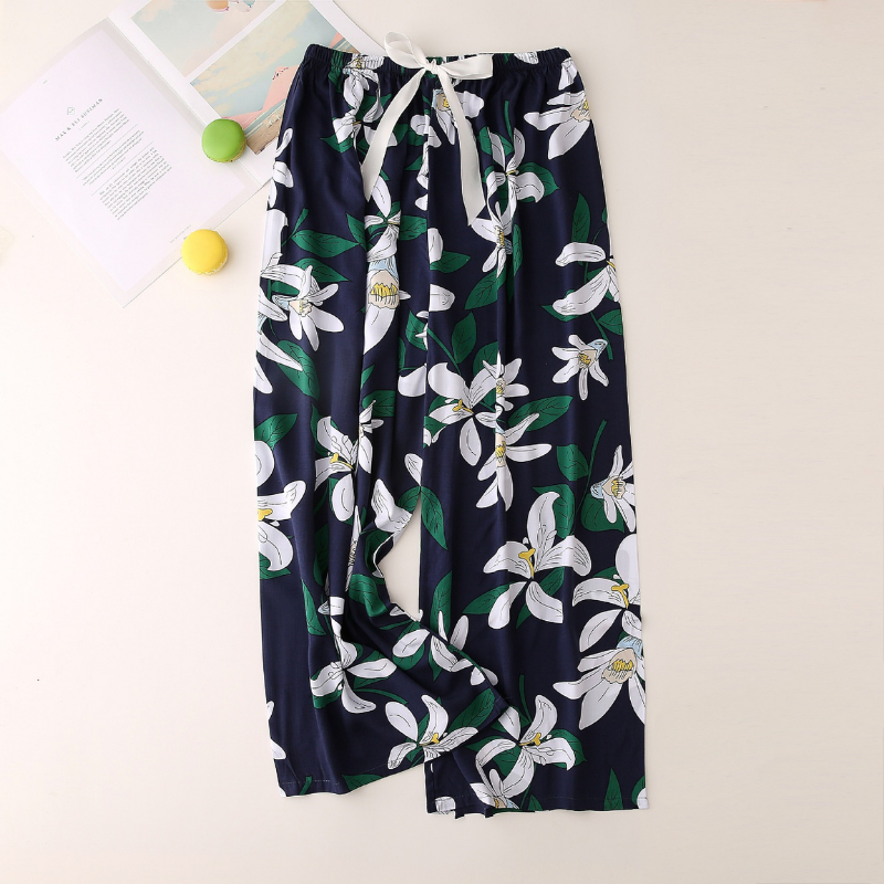 Women's Lily Print Cotton Pajama Set - front view