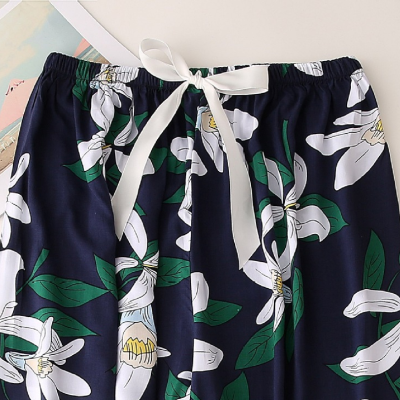 Women's Lily Print Cotton Pajama Set - back view