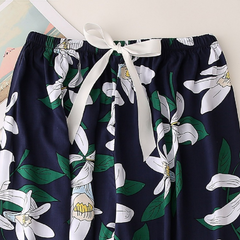 Women's Lily Print Cotton Pajama Set - back view