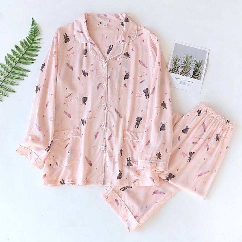 Kids' Little Rabbit Cotton Pajama Set - front view