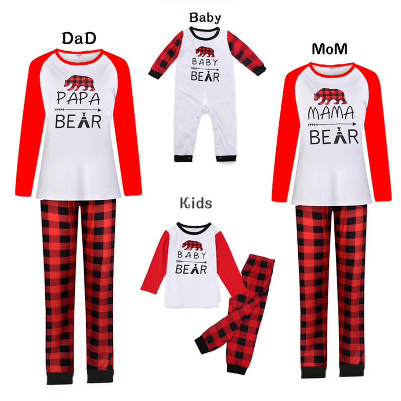 Family Mama Papa Bear Christmas Pajama Set - front view