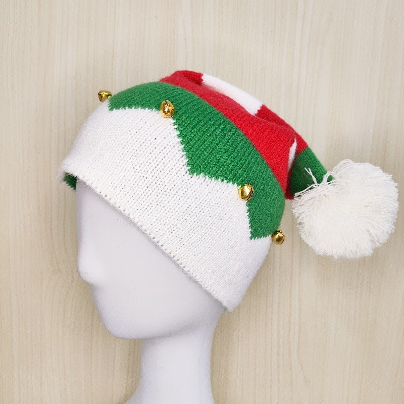 Knitted Christmas Hat with Wool Pom-Pom - back view