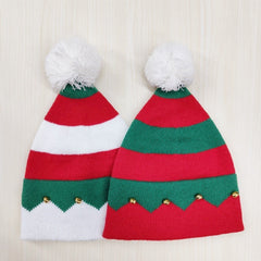 Knitted Christmas Hat with Wool Pom-Pom - model wearing
