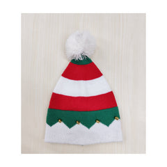 Knitted Christmas Hat with Wool Pom-Pom - side view