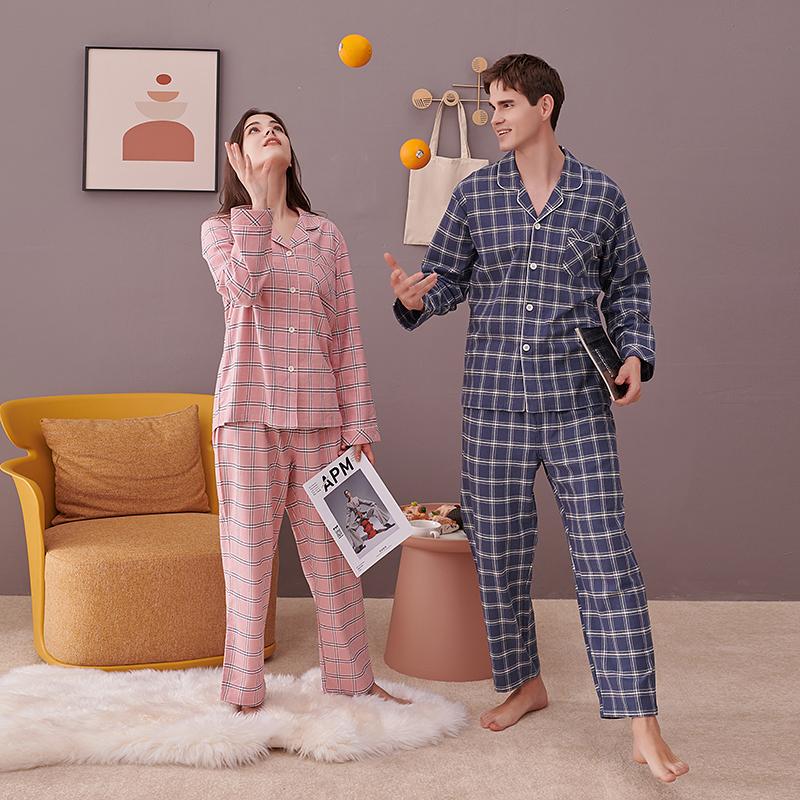 Couple Matching Check Pajama Set - front view